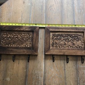 Set of Two Hand Carved Hook Racks